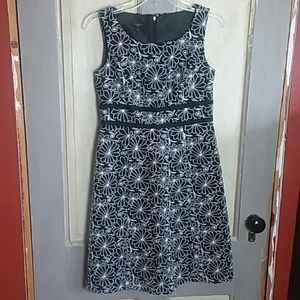 Talbots Petite Black and White Floral Dress